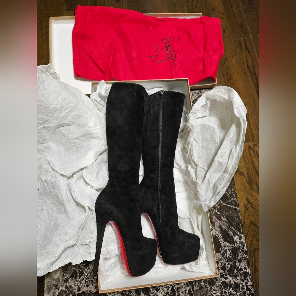 Christian Louboutin Daf Knee-High Suede Boots